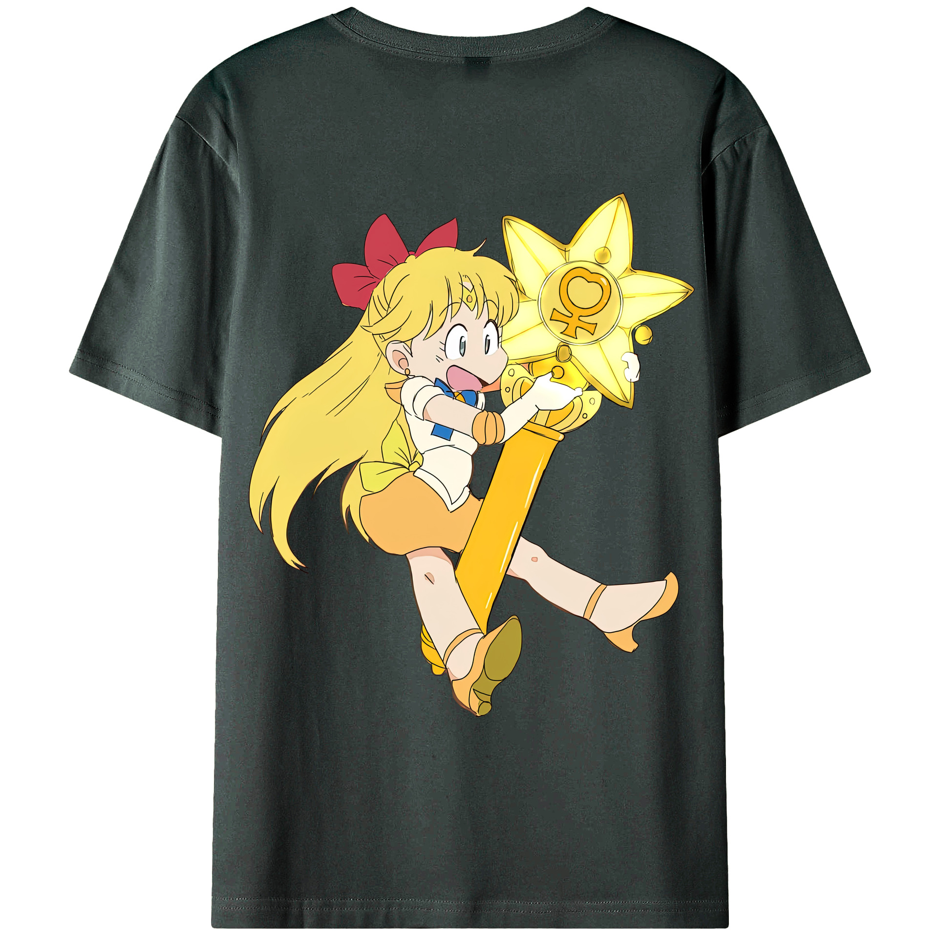（画像用） 美少女戦士セーラームーン 愛野 美奈子 あいの みなこ Sailor Moon Aino Minako 綿100％ メンズ半袖Tシャツ（バックプリント） 通気性